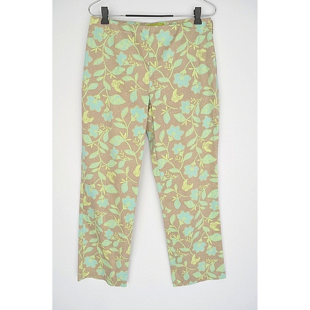 SIGRID OLSEN 8 M Vintage Crop Capris PANTS Floral Preppy Y2K Pastel Retro Twee
